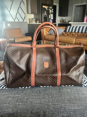 Celine Brown and Tan Monogram Duffel Bag